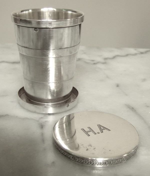Rare, exceptional sterling silver travel goblet, Louis Vuitton