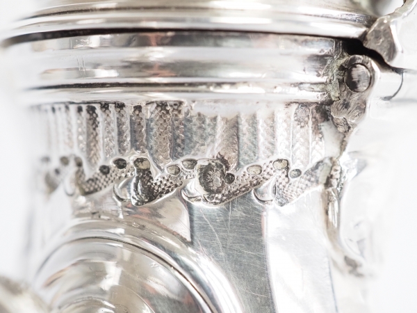 Tall sterling silver coffee pot, Louis XV style - late 19th century