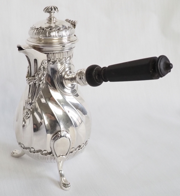 Tall sterling silver coffee pot, Louis XV style - late 19th century