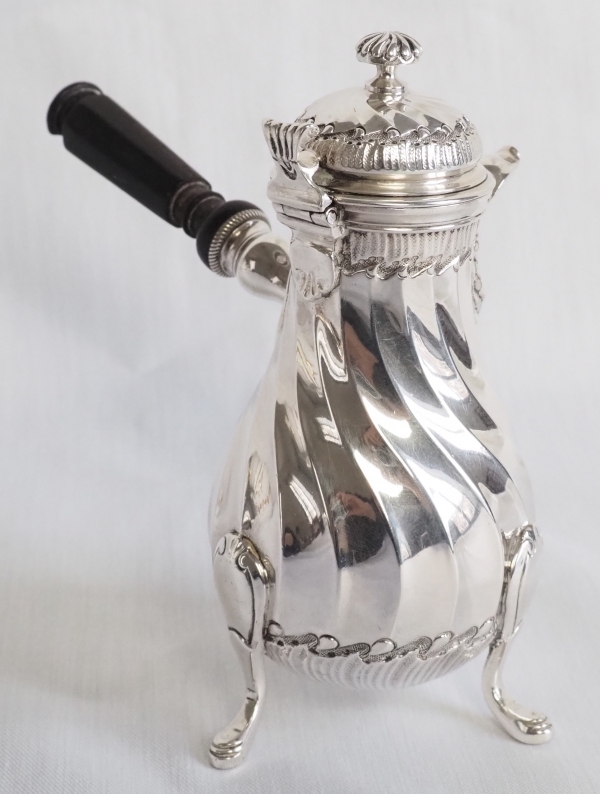 Tall sterling silver coffee pot, Louis XV style - late 19th century