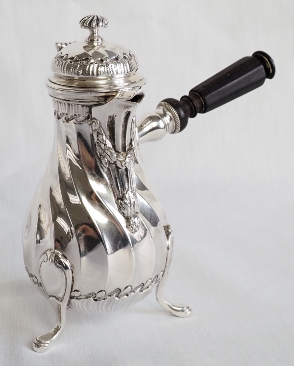 Tall sterling silver coffee pot, Louis XV style - late 19th century