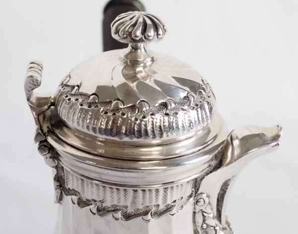 Tall sterling silver coffee pot, Louis XV style - late 19th century