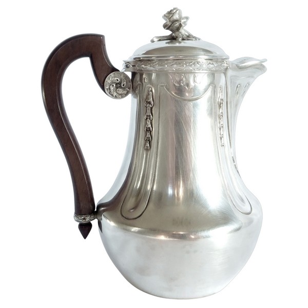 Puiforcat : verseuse / cafetière de style Louis XVI en argent massif, poinçon Minerve