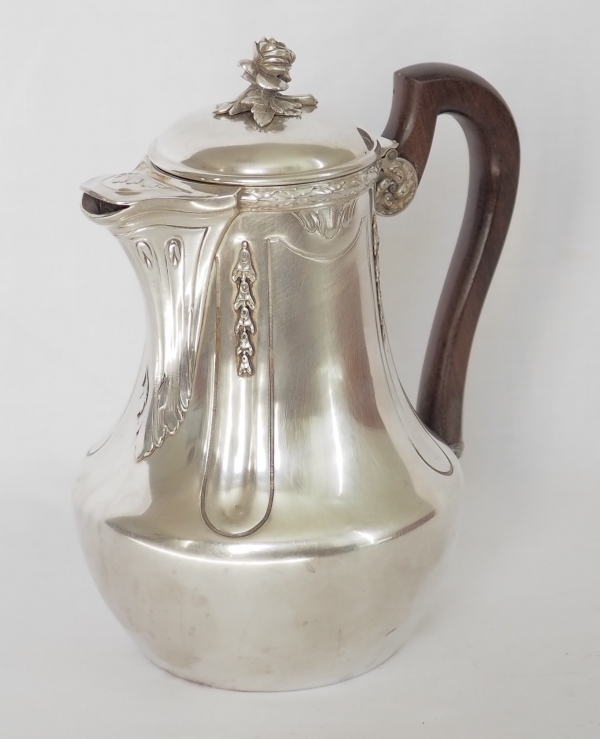 Puiforcat : verseuse / cafetière de style Louis XVI en argent massif, poinçon Minerve