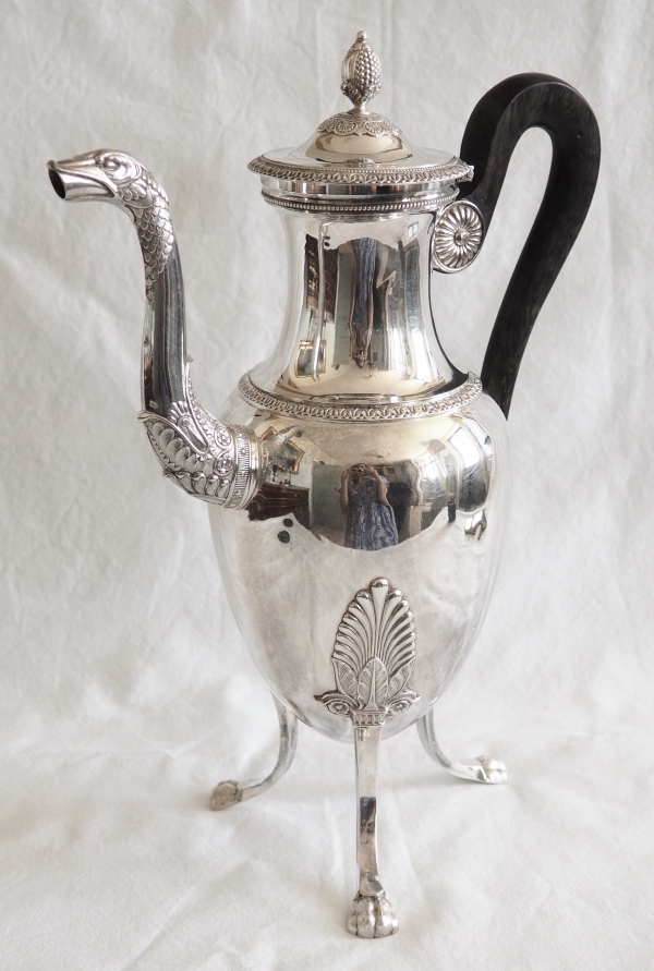 Large Empire style sterling silver coffee pot circa 1820