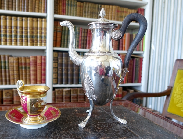 Large Empire style sterling silver coffee pot circa 1820