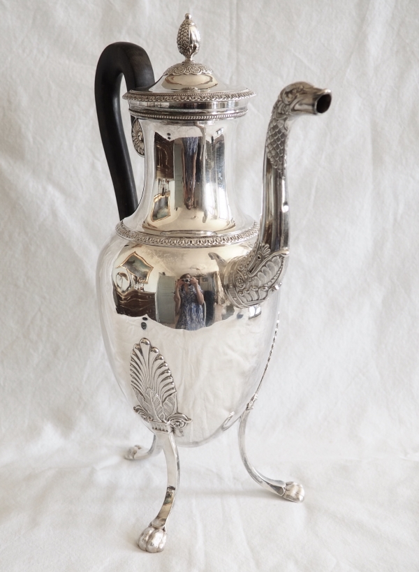 Large Empire style sterling silver coffee pot circa 1820