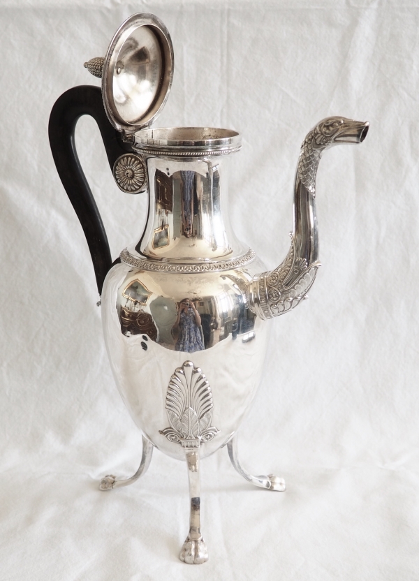 Large Empire style sterling silver coffee pot circa 1820