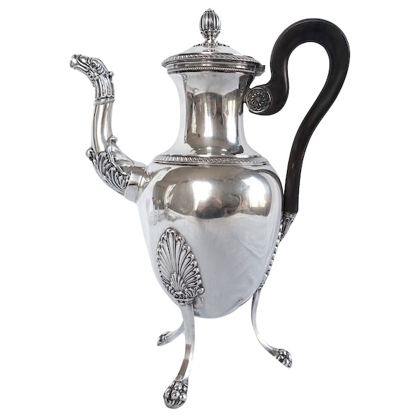 Large Empire style sterling silver coffee pot circa 1830 - 836g
