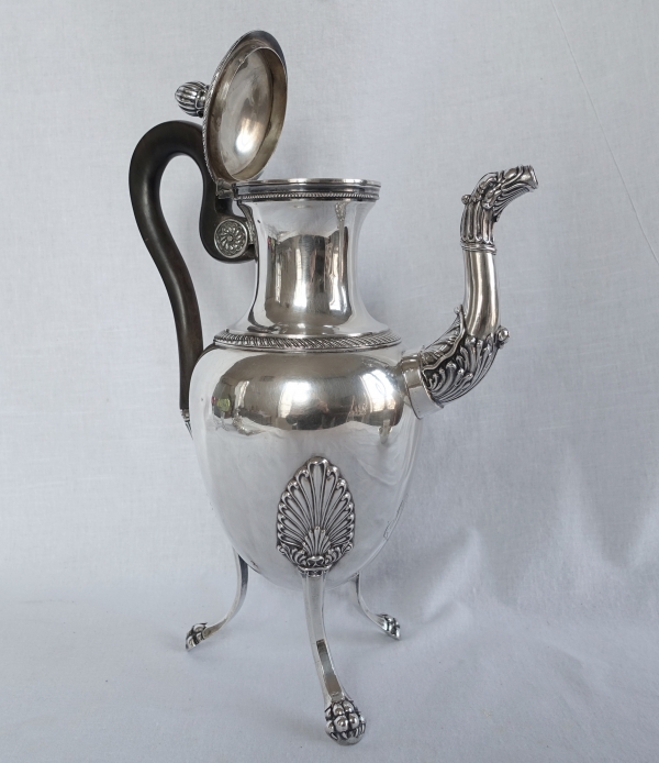 Large Empire style sterling silver coffee pot circa 1830 - 836g