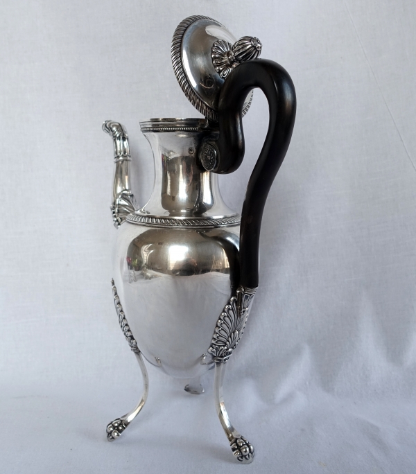 Large Empire style sterling silver coffee pot circa 1830 - 836g