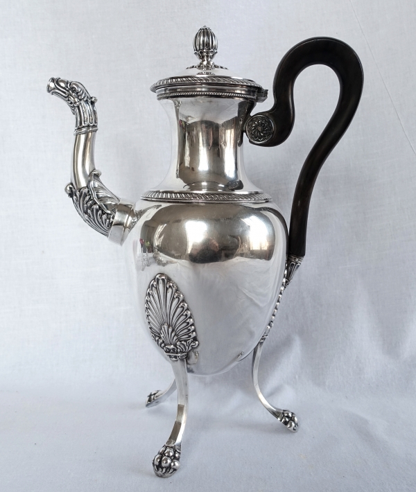 Large Empire style sterling silver coffee pot circa 1830 - 836g