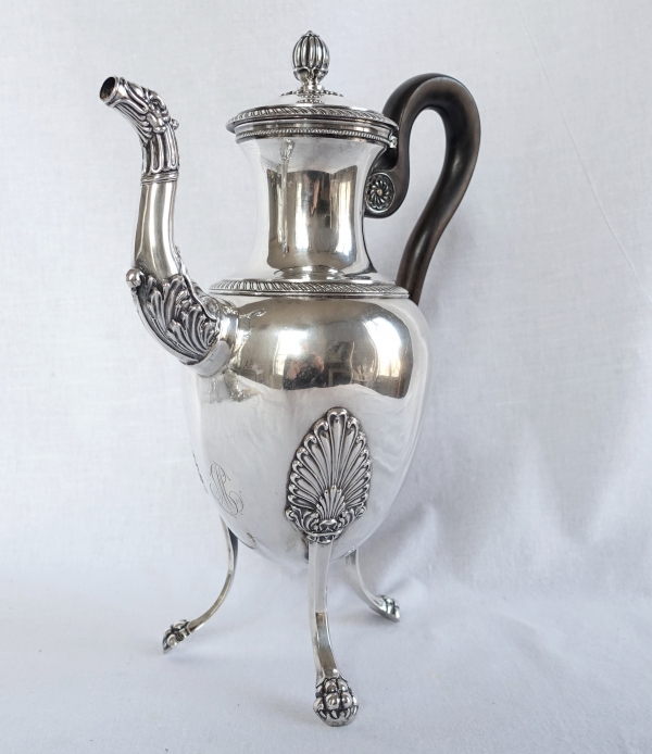 Large Empire style sterling silver coffee pot circa 1830 - 836g