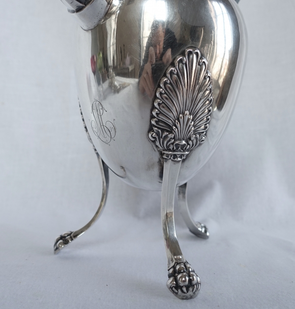 Large Empire style sterling silver coffee pot circa 1830 - 836g