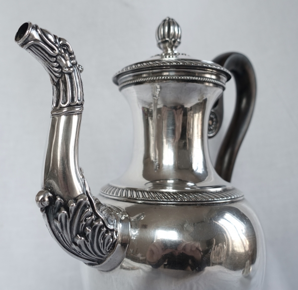 Large Empire style sterling silver coffee pot circa 1830 - 836g