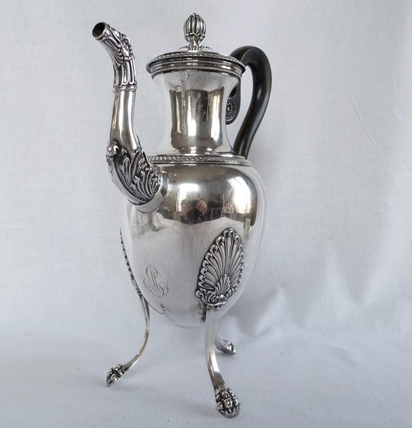 Large Empire style sterling silver coffee pot circa 1830 - 836g