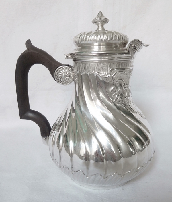 Sterling silver and vermeil Louis XV Rococo tea pot, late 19th century