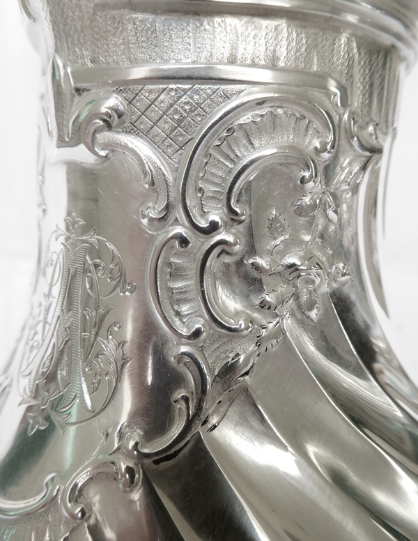 Verseuse / théière de style Louis XV Rocaille en argent massif et vermeil, poinçon Minerve, époque fin XIXe siècle