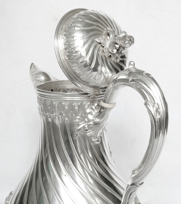 Verseuse cafetière en argent massif Rocaille du Marquis Philpin de Piepape, poinçon Minerve, par Tetard