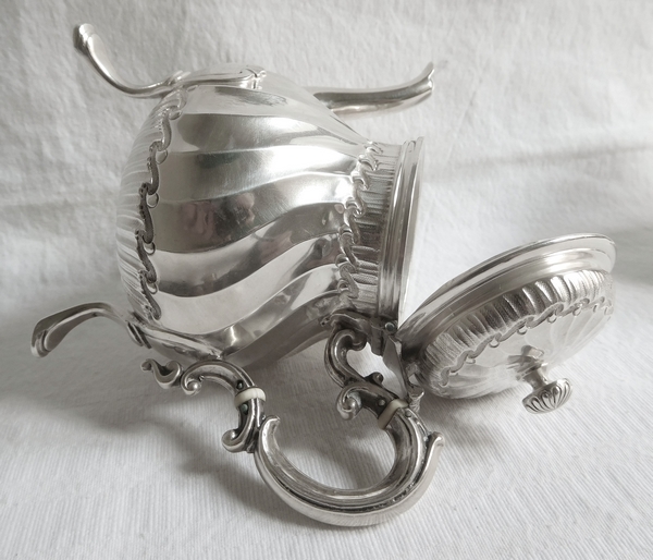 Tetard Frères : sterling silver Louis XV Rococo style teapot for one