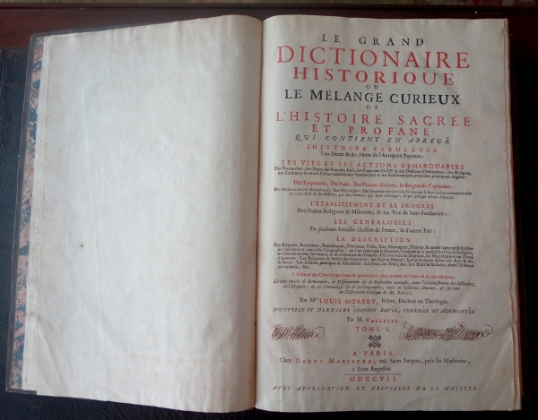 Dictionnaire historique Moreri 4 volumes in-folio édition de 1707 - époque Louis XIV