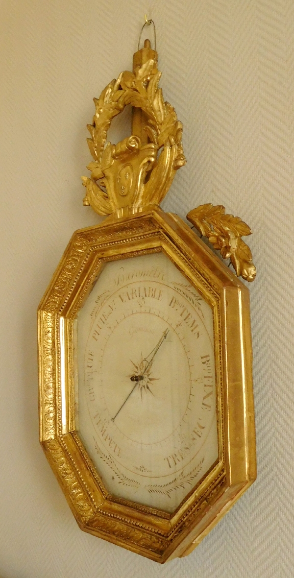 Gilt wood Empire barometer, french Royal coat of arms - circa 1815