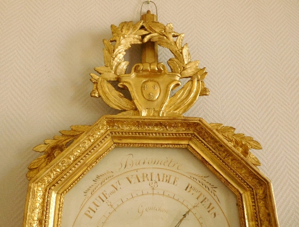 Gilt wood Empire barometer, french Royal coat of arms - circa 1815