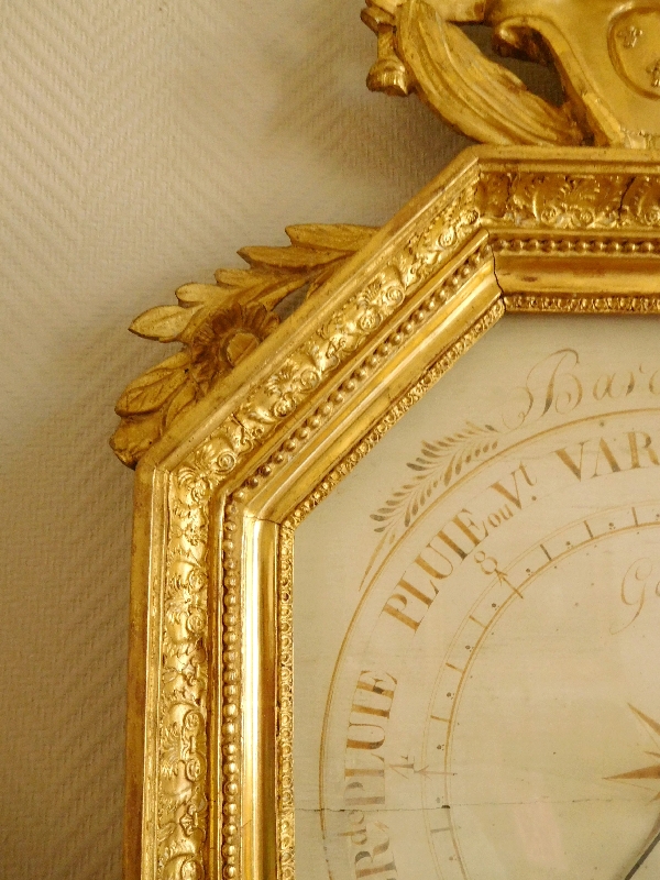 Gilt wood Empire barometer, french Royal coat of arms - circa 1815