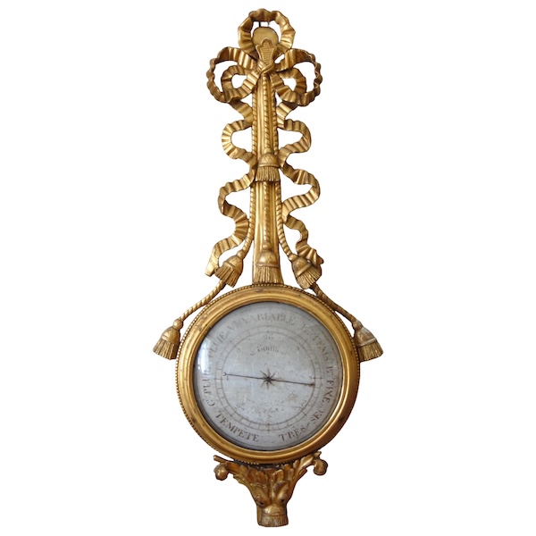 Louis XVI period sculpted gild wood barometer, 18th century