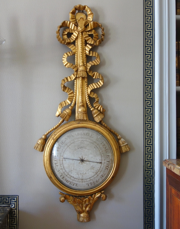 Louis XVI period sculpted gild wood barometer, 18th century