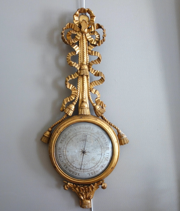 Louis XVI period sculpted gild wood barometer, 18th century