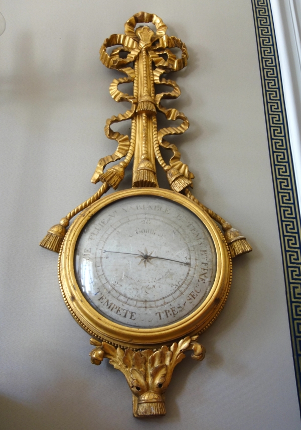 Louis XVI period sculpted gild wood barometer, 18th century