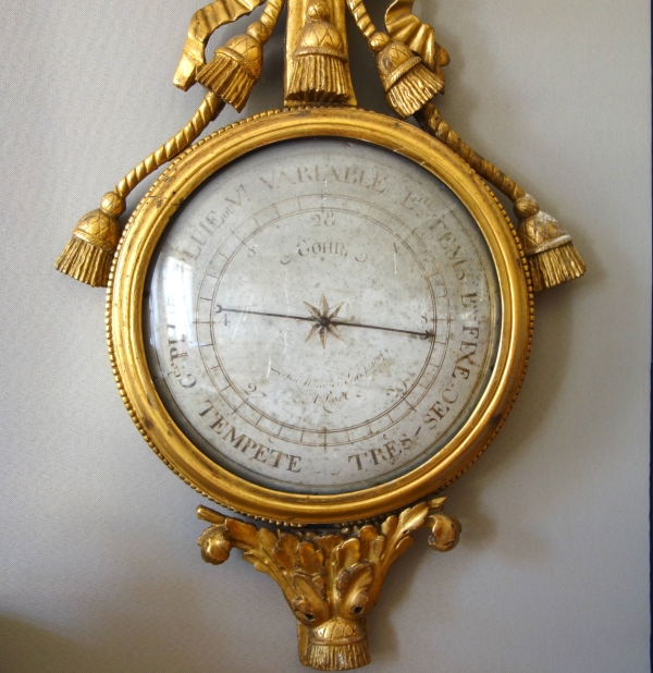 Louis XVI period sculpted gild wood barometer, 18th century