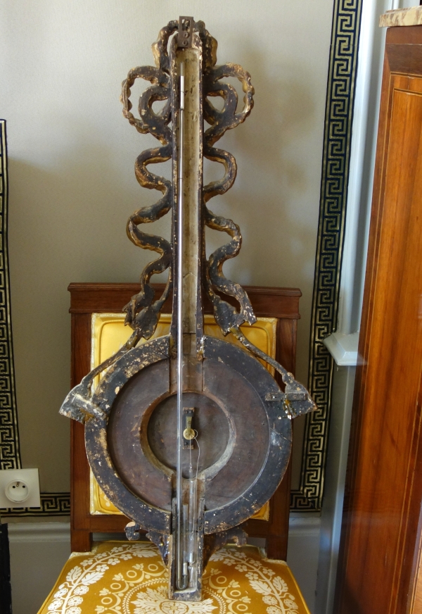 Louis XVI period sculpted gild wood barometer, 18th century