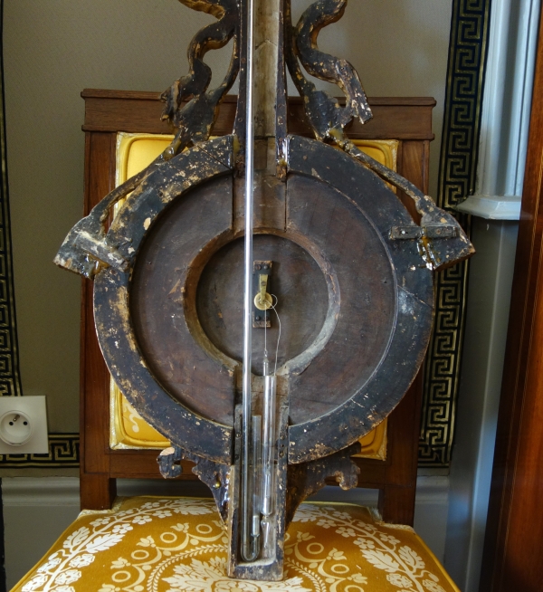 Louis XVI period sculpted gild wood barometer, 18th century