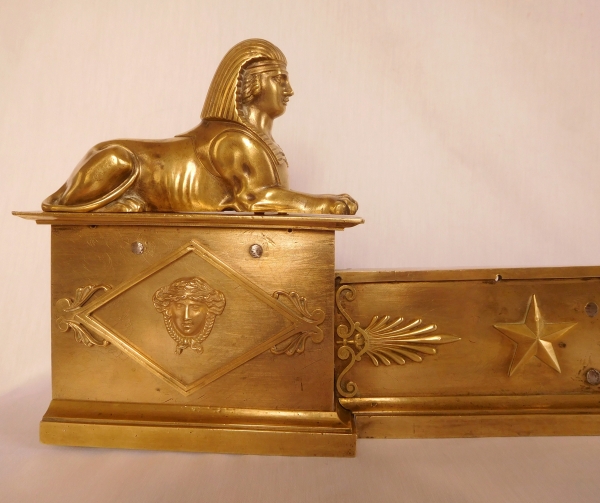 Empire ormolu mantel bar, France, early 19th century - sphinxes decoration