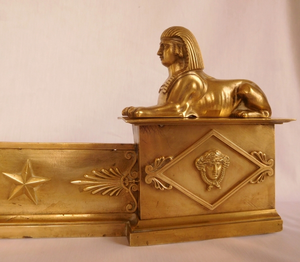 Empire ormolu mantel bar, France, early 19th century - sphinxes decoration