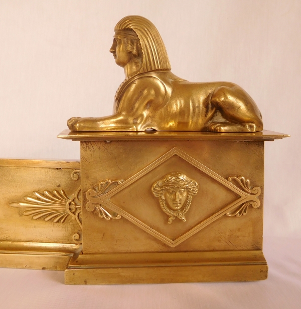 Empire ormolu mantel bar, France, early 19th century - sphinxes decoration