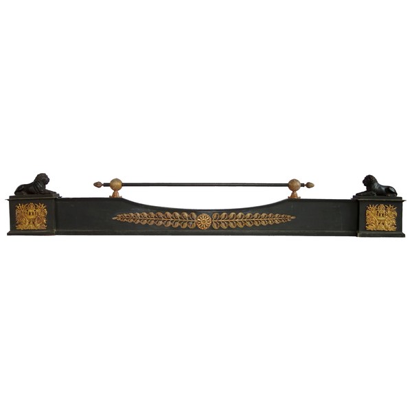 Empire ormolu and patinated bronze mantel bar, France, early 19th century circa 1820