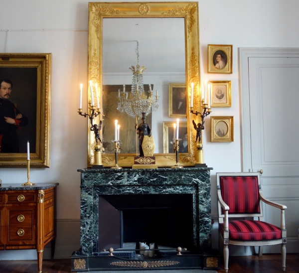 Empire ormolu and patinated bronze mantel bar, France, early 19th century circa 1820