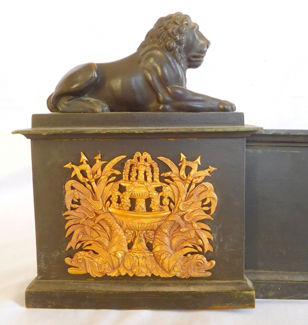 Empire ormolu and patinated bronze mantel bar, France, early 19th century circa 1820