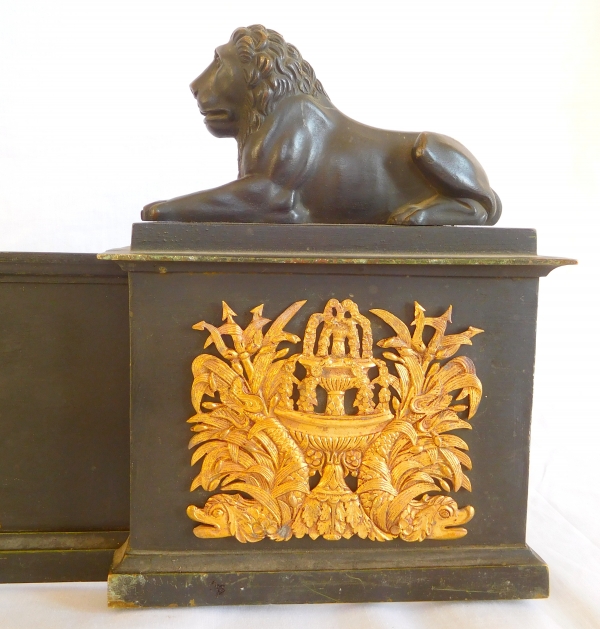 Empire ormolu and patinated bronze mantel bar, France, early 19th century circa 1820