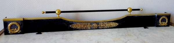 Empire patinated bronze and ormolu mantelbar, 19th century