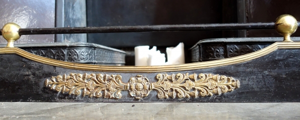 Empire patinated bronze and ormolu mantelbar, 19th century