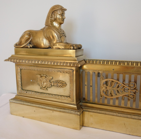 Empire ormolu mantel bar, France, early 19th century - sphinxes decoration