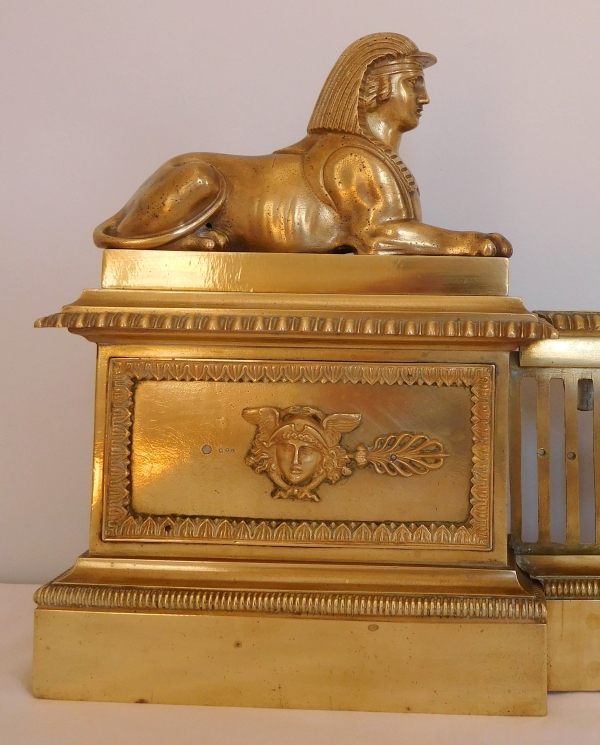 Empire ormolu mantel bar, France, early 19th century - sphinxes decoration