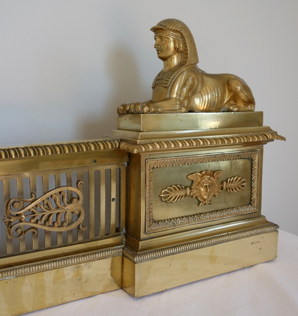 Empire ormolu mantel bar, France, early 19th century - sphinxes decoration