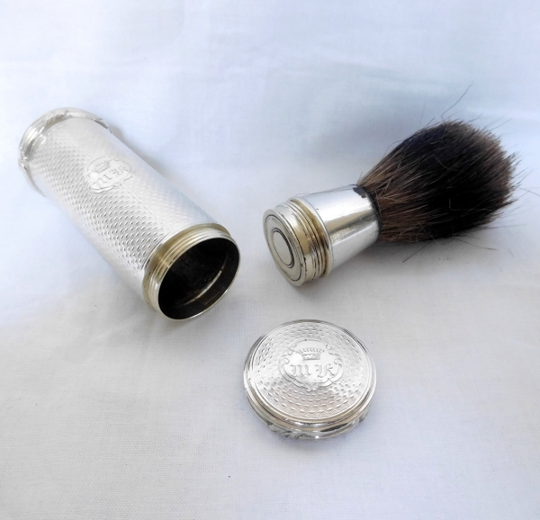 19th century sterling silver shaving brush, crown of count, Napoleon III period