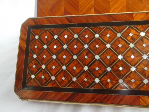 19th century rosewood, amaranth and mother of pearl marquetry gloves box, Napoleon III period