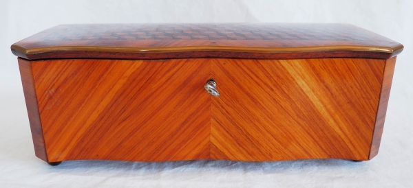 Rosewood and amaranth marquetry glove box, 19th century